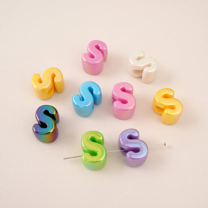 Acrylic Iridescent Alphabet Beads with Large Holes - Chunky 3D | Acrylic Bead for DIY Bracelet Keychain Jewelry Making