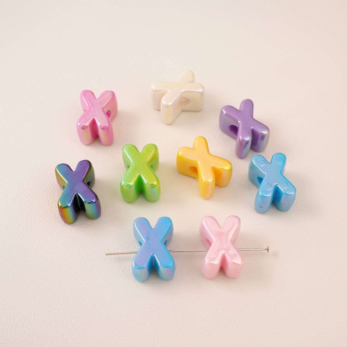 Acrylic Iridescent Alphabet Beads with Large Holes - Chunky 3D | Acrylic Bead for DIY Bracelet Keychain Jewelry Making