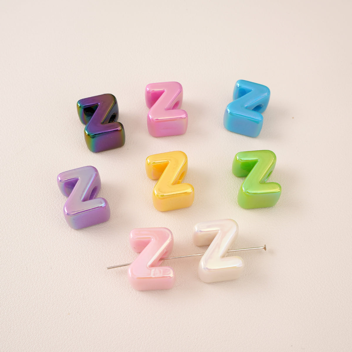 Acrylic Iridescent Alphabet Beads with Large Holes - Chunky 3D | Acrylic Bead for DIY Bracelet Keychain Jewelry Making
