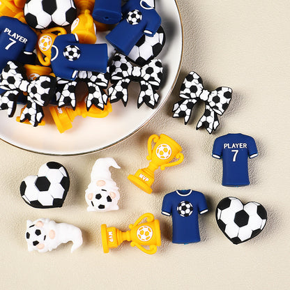 Soccer Sports Theme Silicone Focal Beads - Football Jersey, Trophy, & | Silicone Focal Bead for DIY Keychain & Pen Wrap