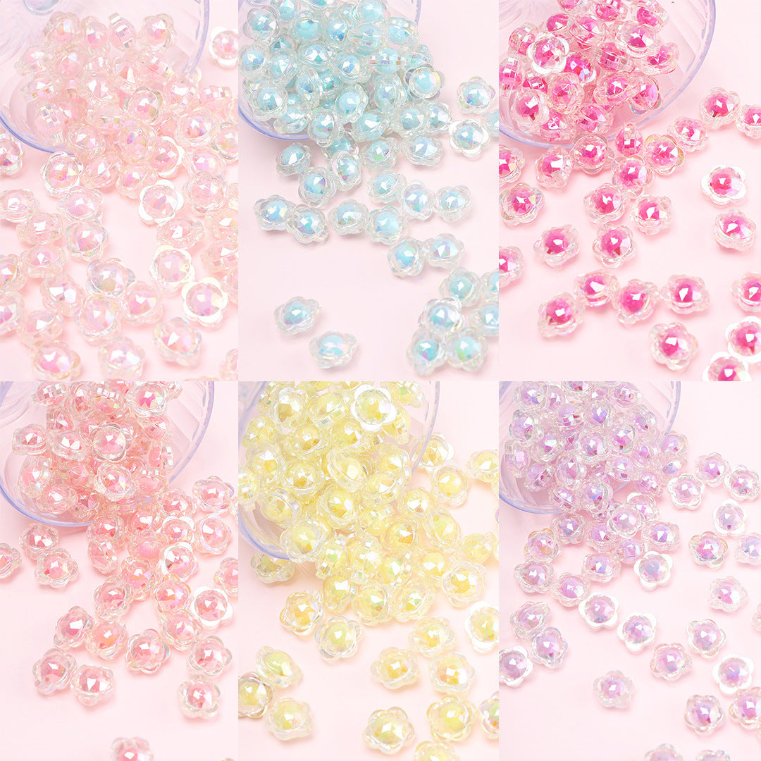 17mm Bead-in-Bead Flower Acrylic Beads - AB Iridescent Faceted | Acrylic Bead for DIY Bracelet Keychain Jewelry Making