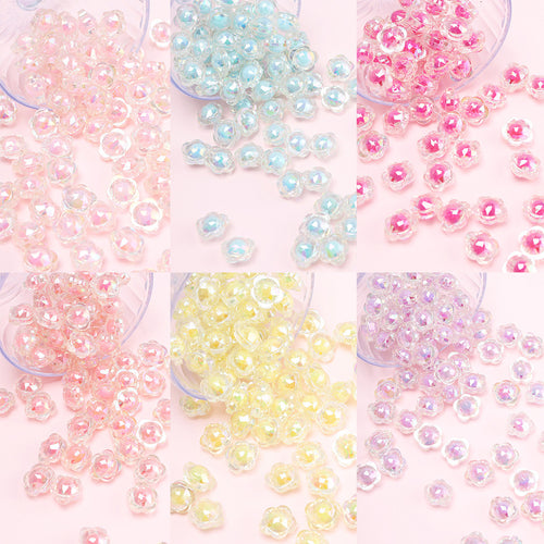 17mm Bead-in-Bead Flower Acrylic Beads - AB Iridescent Faceted | Acrylic Bead for DIY Bracelet Keychain Jewelry Making