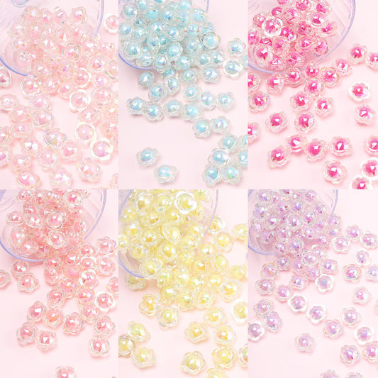 17mm Bead-in-Bead Flower Acrylic Beads - AB Iridescent Faceted | Acrylic Bead for DIY Bracelet Keychain Jewelry Making