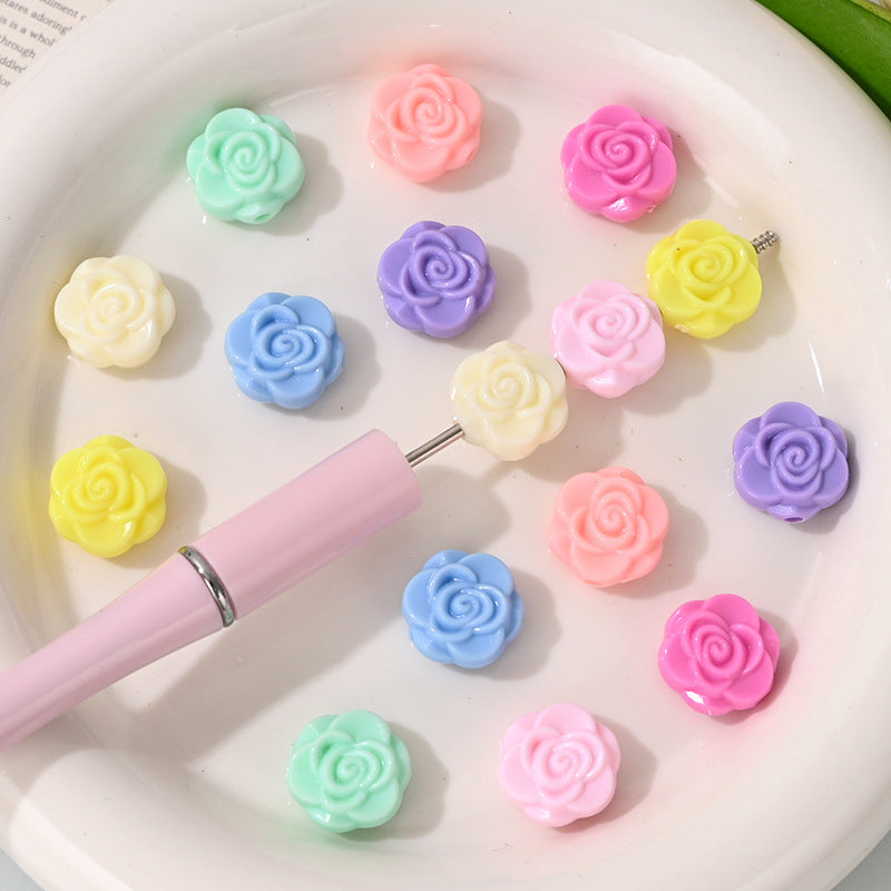 15mm Double-Sided Rose Flower Acrylic Beads - Pastel Flower Spacer | Acrylic Bead for DIY Bracelet Keychain Jewelry Making