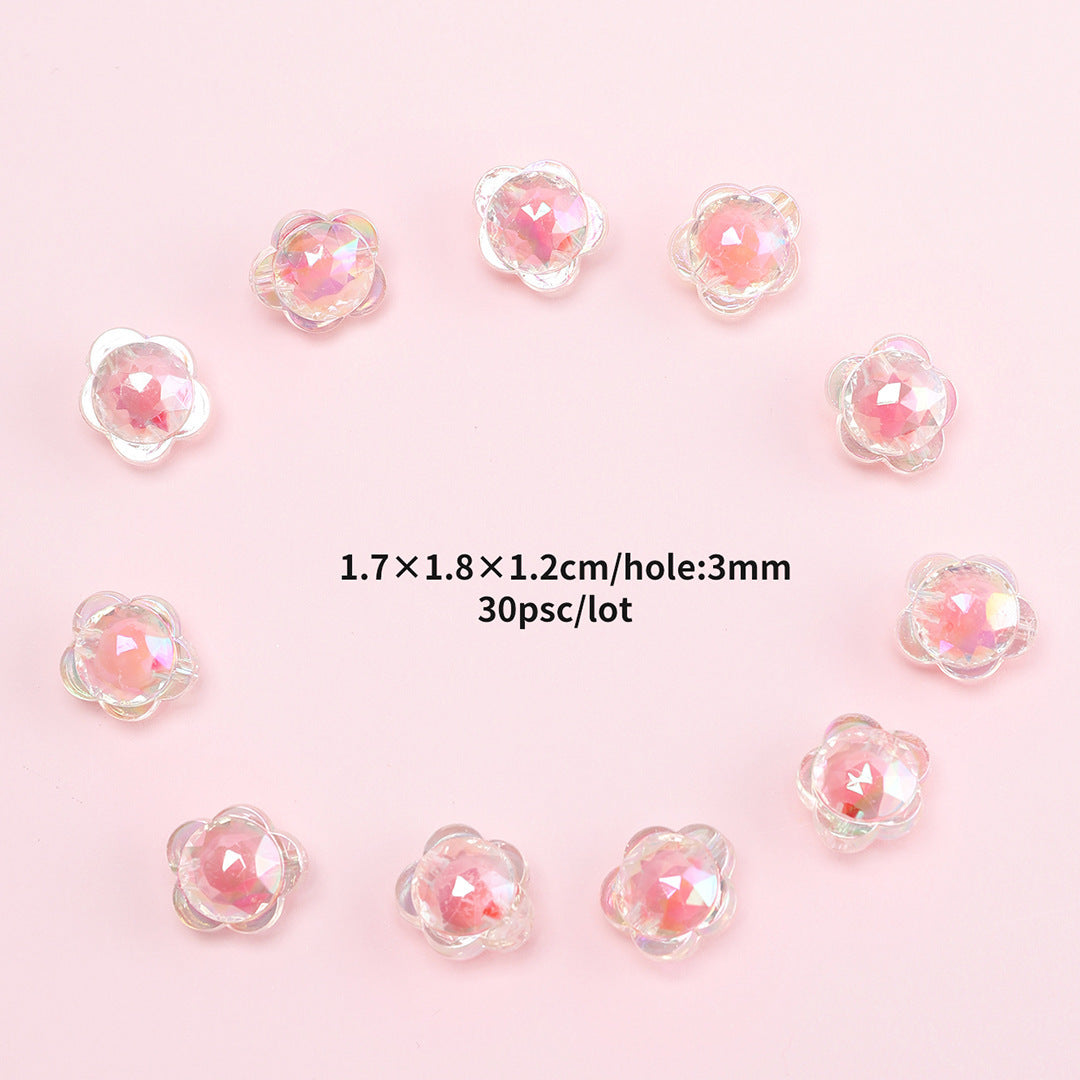 17mm Bead-in-Bead Flower Acrylic Beads - AB Iridescent Faceted | Acrylic Bead for DIY Bracelet Keychain Jewelry Making