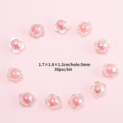 17mm Bead-in-Bead Flower Acrylic Beads - AB Iridescent Faceted | Acrylic Bead for DIY Bracelet Keychain Jewelry Making