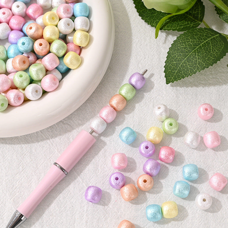 11mm Pastel Cotton Pearl Barrel Beads - Satin Luster Drum Spacers | Acrylic Bead for DIY Bracelet Keychain Jewelry Making