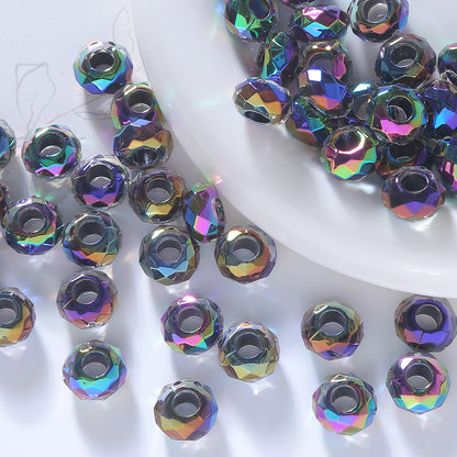 14mm Faceted Rondelle AB Beads - Large Hole Crystal Acrylic Spacer | Acrylic Bead for DIY Bracelet Keychain Jewelry Making