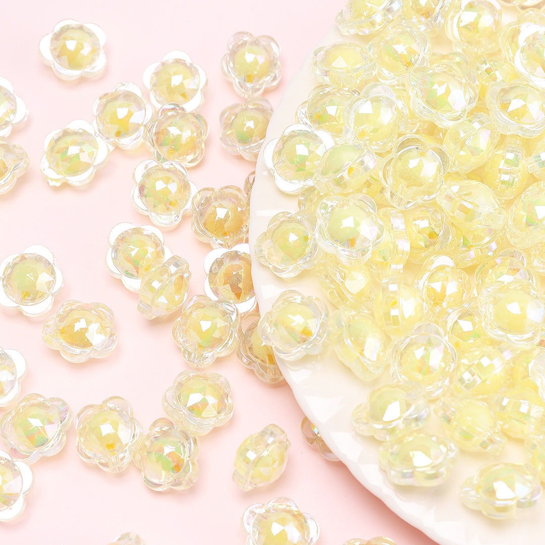 17mm Bead-in-Bead Flower Acrylic Beads - AB Iridescent Faceted | Acrylic Bead for DIY Bracelet Keychain Jewelry Making