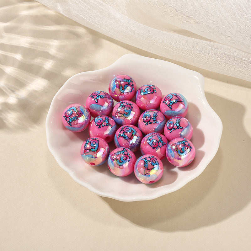 Assorted 10/12/16mm Number 67 AB Beads - Shimmering Iridescent | Acrylic Bead for DIY Bracelet Keychain Jewelry Making