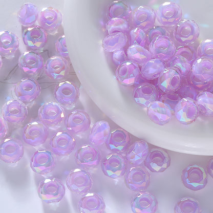 14mm Faceted Rondelle AB Beads - Large Hole Crystal Acrylic Spacer | Acrylic Bead for DIY Bracelet Keychain Jewelry Making