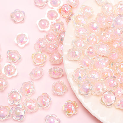 17mm Bead-in-Bead Flower Acrylic Beads - AB Iridescent Faceted | Acrylic Bead for DIY Bracelet Keychain Jewelry Making