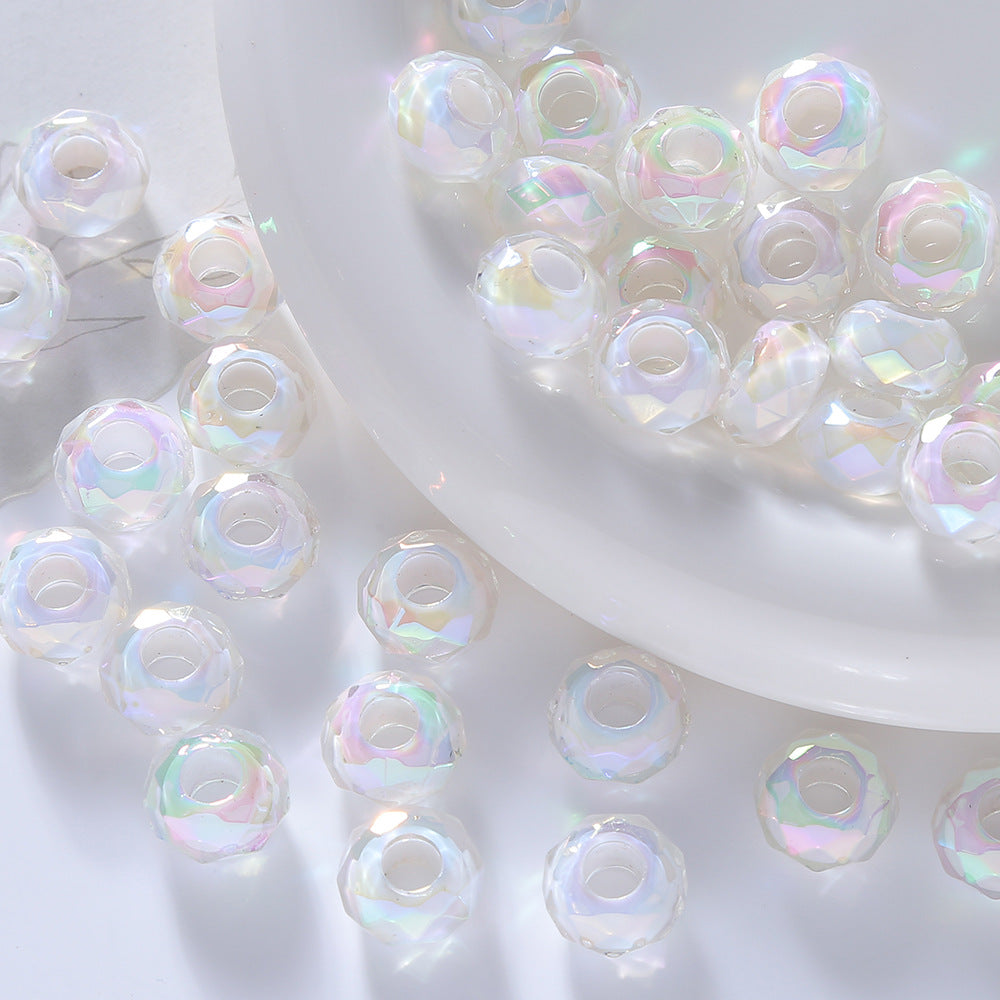 14mm Faceted Rondelle AB Beads - Large Hole Crystal Acrylic Spacer | Acrylic Bead for DIY Bracelet Keychain Jewelry Making