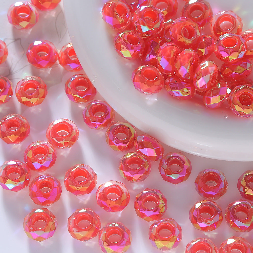 14mm Faceted Rondelle AB Beads - Large Hole Crystal Acrylic Spacer | Acrylic Bead for DIY Bracelet Keychain Jewelry Making