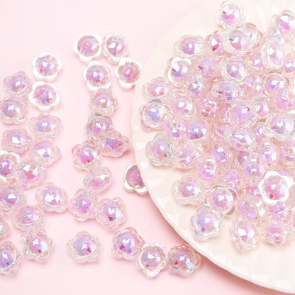17mm Bead-in-Bead Flower Acrylic Beads - AB Iridescent Faceted | Acrylic Bead for DIY Bracelet Keychain Jewelry Making
