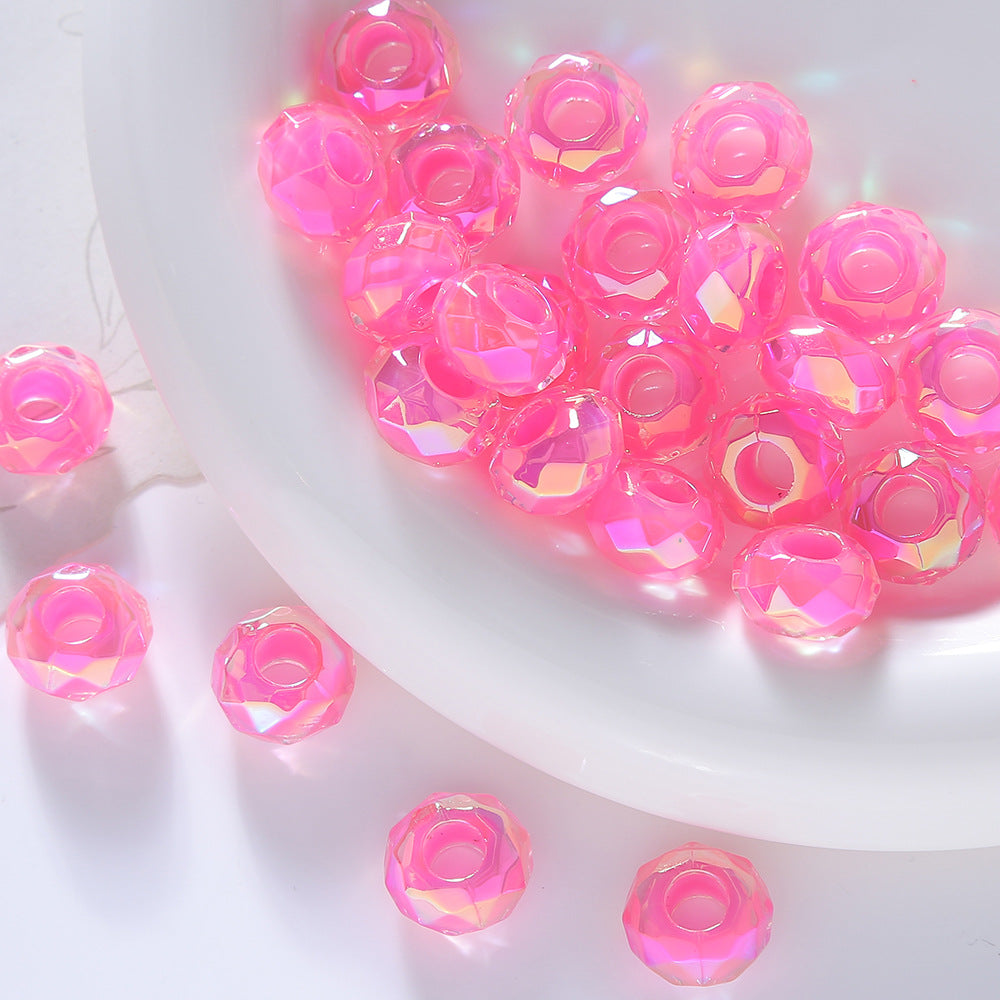14mm Faceted Rondelle AB Beads - Large Hole Crystal Acrylic Spacer | Acrylic Bead for DIY Bracelet Keychain Jewelry Making