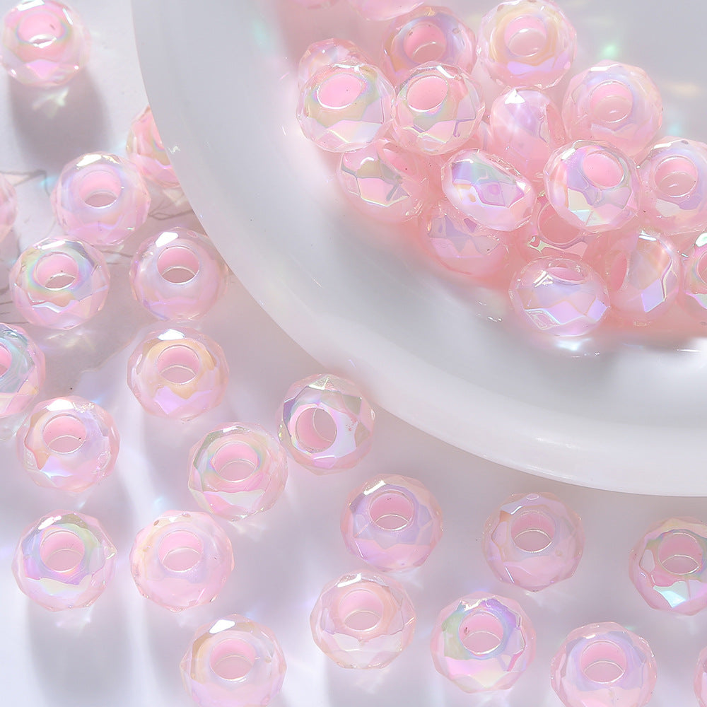 14mm Faceted Rondelle AB Beads - Large Hole Crystal Acrylic Spacer | Acrylic Bead for DIY Bracelet Keychain Jewelry Making