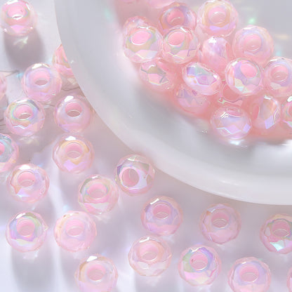 14mm Faceted Rondelle AB Beads - Large Hole Crystal Acrylic Spacer | Acrylic Bead for DIY Bracelet Keychain Jewelry Making
