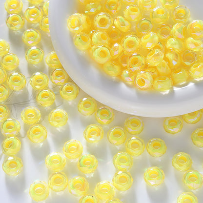 14mm Faceted Rondelle AB Beads - Large Hole Crystal Acrylic Spacer | Acrylic Bead for DIY Bracelet Keychain Jewelry Making