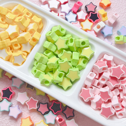 Dopamine Color Star Acrylic Beads - Large Hole Macaron Pentagram | Acrylic Bead for DIY Bracelet Keychain Jewelry Making