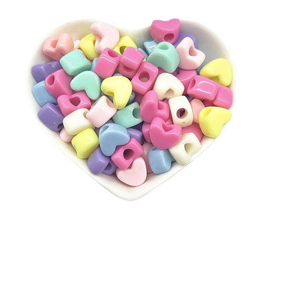 Chunky Macaron Heart Beads - 11x7mm Large Straight Hole Acrylic | Acrylic Bead for DIY Bracelet Keychain Jewelry Making