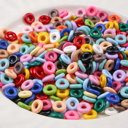 8mm Colorful Donut Spacer Beads - Lacquered Disc Acrylic Beads with | Acrylic Bead for DIY Bracelet Keychain Jewelry Making