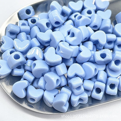 Chunky Macaron Heart Beads - 11x7mm Large Straight Hole Acrylic | Acrylic Bead for DIY Bracelet Keychain Jewelry Making
