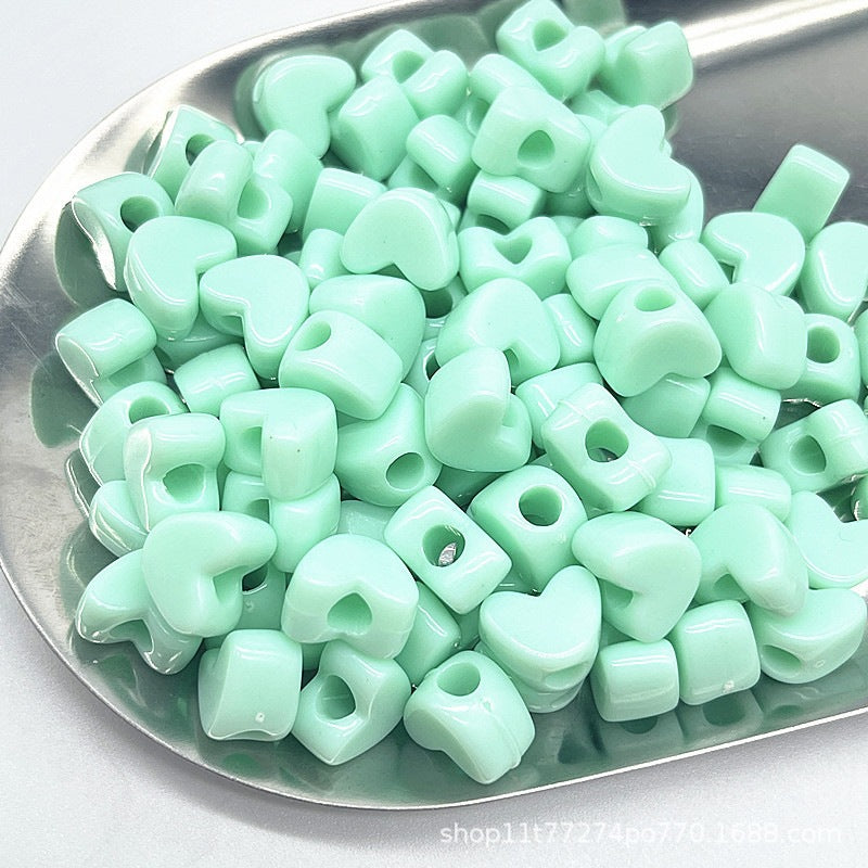 Chunky Macaron Heart Beads - 11x7mm Large Straight Hole Acrylic | Acrylic Bead for DIY Bracelet Keychain Jewelry Making