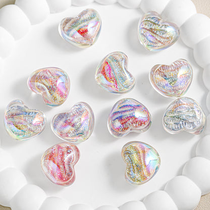 Chunky 3D Heart Spacer Beads - 20.5x17.5mm Iridescent Acrylic Love | Acrylic Bead for DIY Bracelet Keychain Jewelry Making
