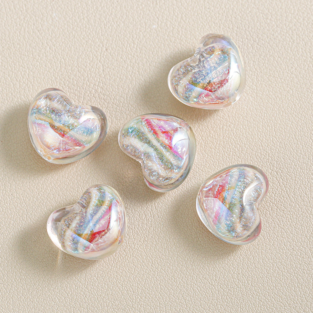 Chunky 3D Heart Spacer Beads - 20.5x17.5mm Iridescent Acrylic Love | Acrylic Bead for DIY Bracelet Keychain Jewelry Making