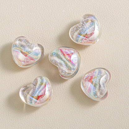 Chunky 3D Heart Spacer Beads - 20.5x17.5mm Iridescent Acrylic Love | Acrylic Bead for DIY Bracelet Keychain Jewelry Making