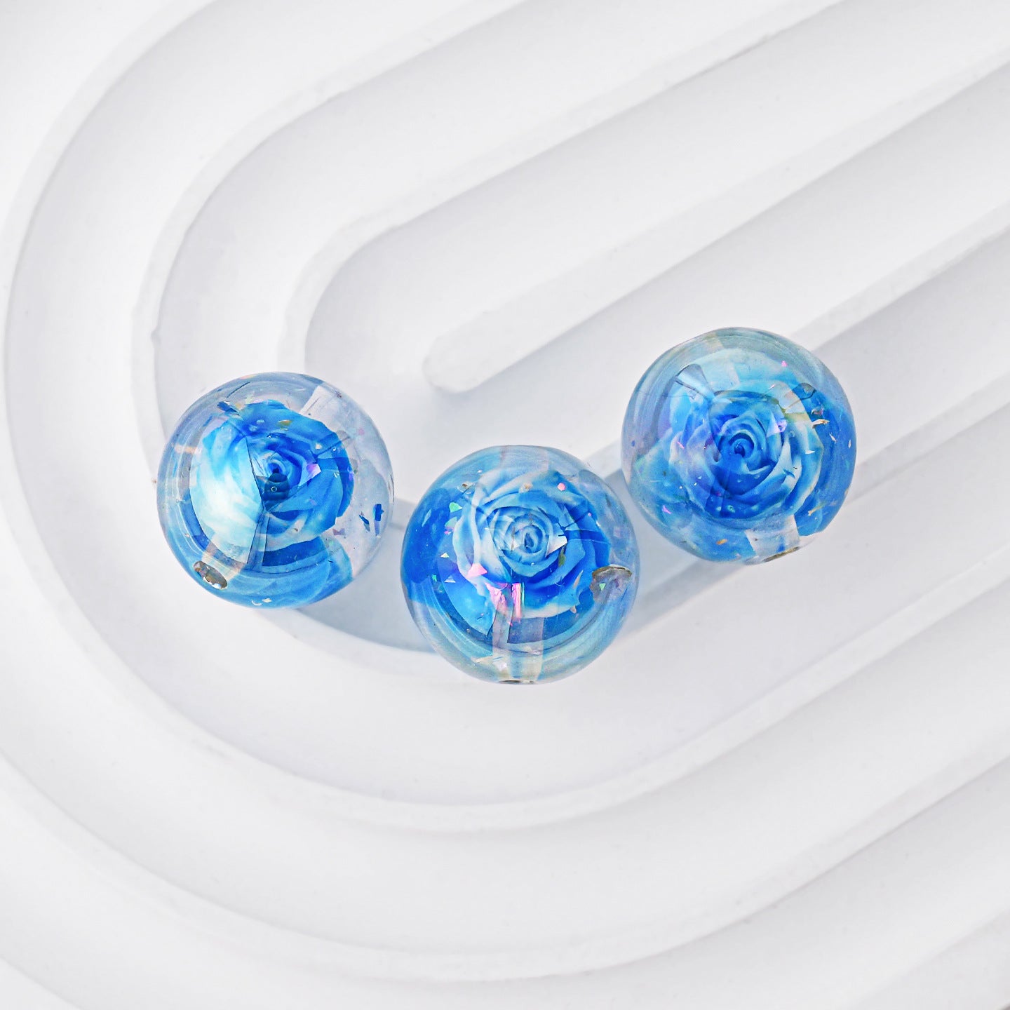 16mm Glow-in-the-Dark 3D Rose Beads - Luminous Floral Resin Beads | Acrylic Bead for DIY Bracelet Keychain Jewelry Making