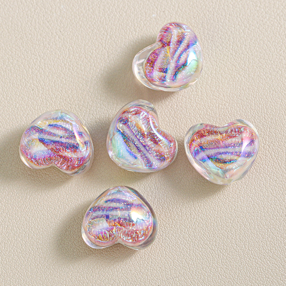 Chunky 3D Heart Spacer Beads - 20.5x17.5mm Iridescent Acrylic Love | Acrylic Bead for DIY Bracelet Keychain Jewelry Making