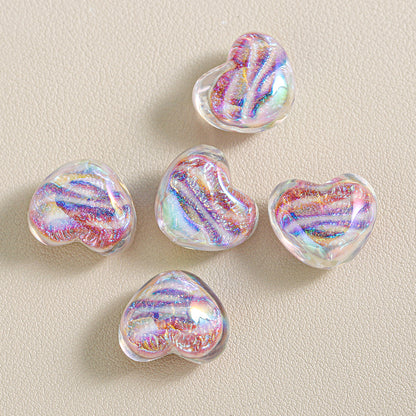 Chunky 3D Heart Spacer Beads - 20.5x17.5mm Iridescent Acrylic Love | Acrylic Bead for DIY Bracelet Keychain Jewelry Making