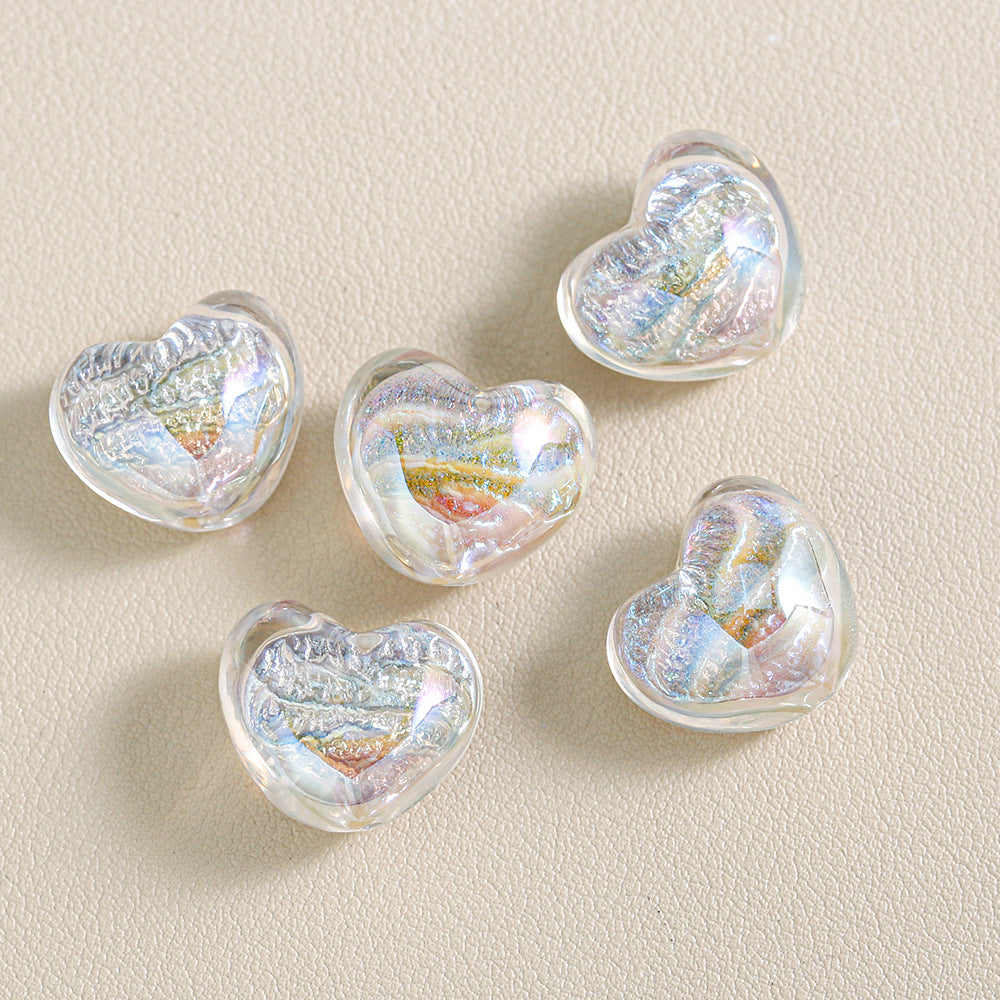 Chunky 3D Heart Spacer Beads - 20.5x17.5mm Iridescent Acrylic Love | Acrylic Bead for DIY Bracelet Keychain Jewelry Making