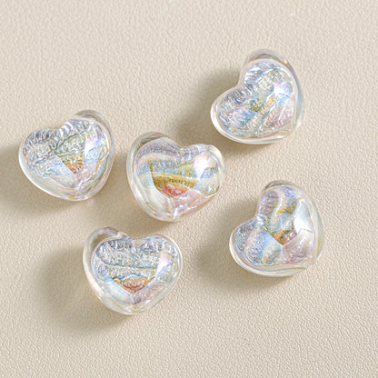 Chunky 3D Heart Spacer Beads - 20.5x17.5mm Iridescent Acrylic Love | Acrylic Bead for DIY Bracelet Keychain Jewelry Making