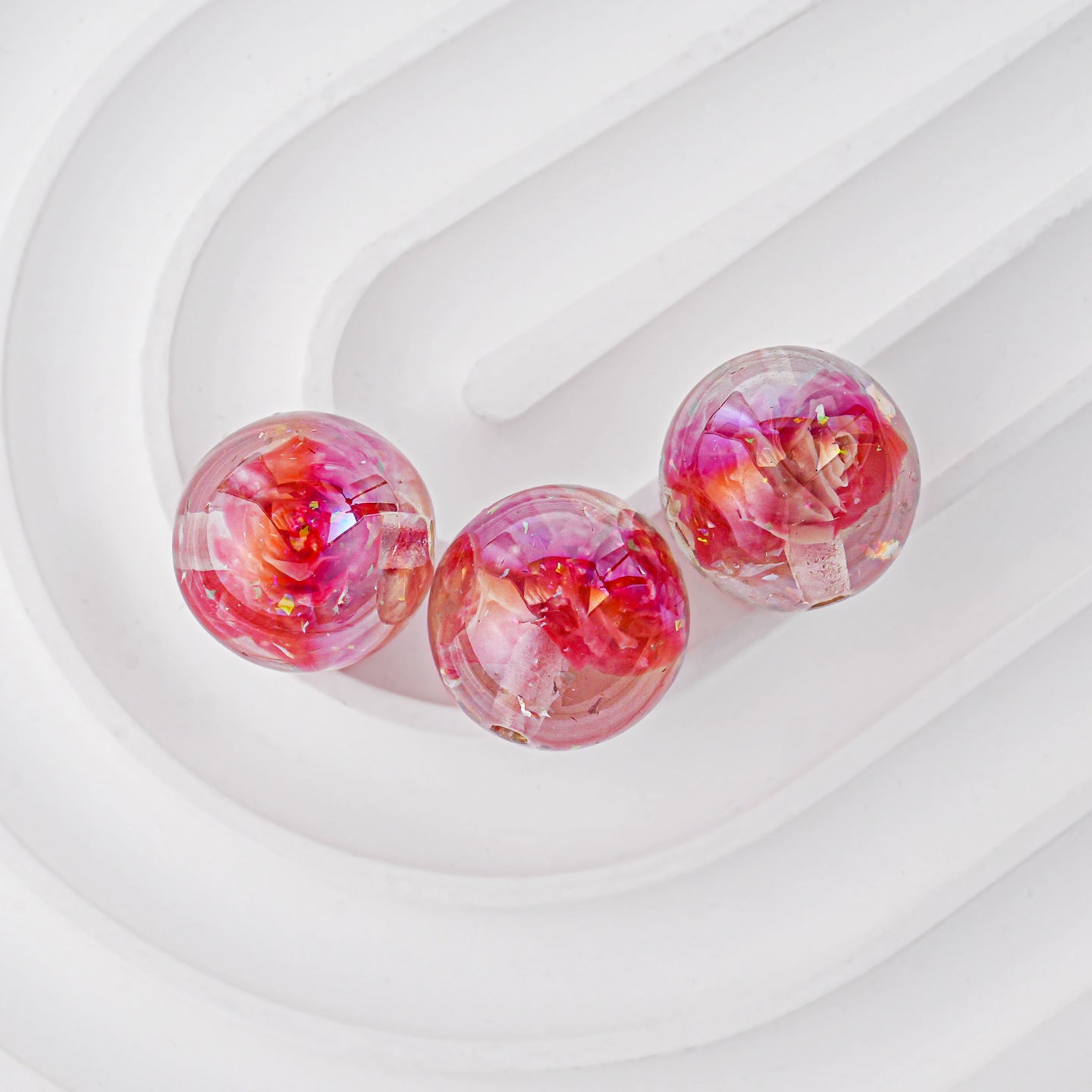 16mm Glow-in-the-Dark 3D Rose Beads - Luminous Floral Resin Beads | Acrylic Bead for DIY Bracelet Keychain Jewelry Making