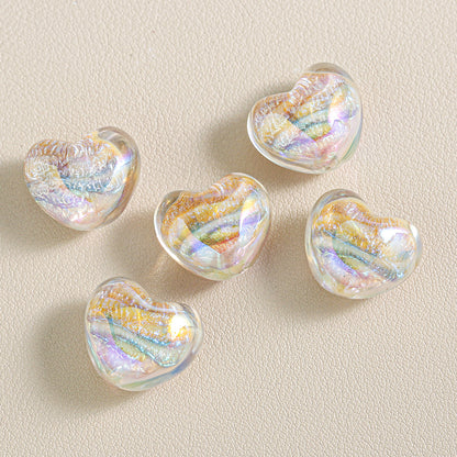 Chunky 3D Heart Spacer Beads - 20.5x17.5mm Iridescent Acrylic Love | Acrylic Bead for DIY Bracelet Keychain Jewelry Making