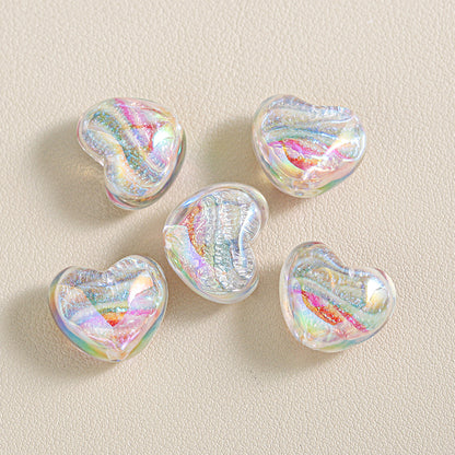 Chunky 3D Heart Spacer Beads - 20.5x17.5mm Iridescent Acrylic Love | Acrylic Bead for DIY Bracelet Keychain Jewelry Making