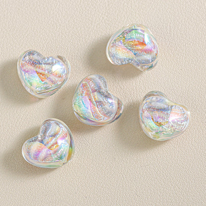 Chunky 3D Heart Spacer Beads - 20.5x17.5mm Iridescent Acrylic Love | Acrylic Bead for DIY Bracelet Keychain Jewelry Making