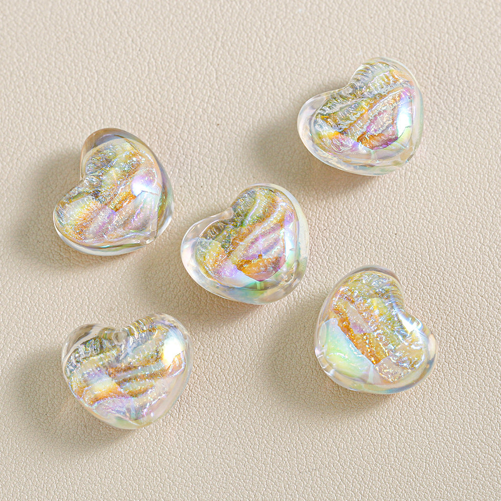 Chunky 3D Heart Spacer Beads - 20.5x17.5mm Iridescent Acrylic Love | Acrylic Bead for DIY Bracelet Keychain Jewelry Making