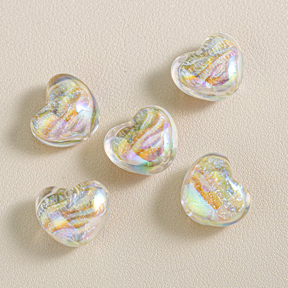 Chunky 3D Heart Spacer Beads - 20.5x17.5mm Iridescent Acrylic Love | Acrylic Bead for DIY Bracelet Keychain Jewelry Making