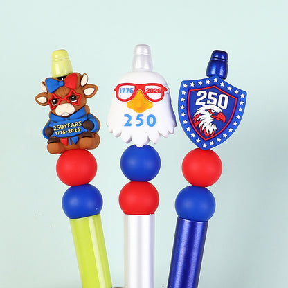 USA 250th Anniversary Silicone Focal Beads, 1776-2026 America | Silicone Focal Bead for DIY Keychain & Pen Wrap