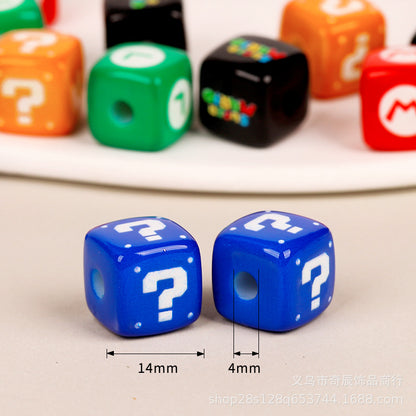 Super Mario Theme Acrylic Cube Beads, 14mm Horizontal Hole Square Beads for DIY Beadable Pens, Mario & Luigi Character Letter Beads for Jewelry Making