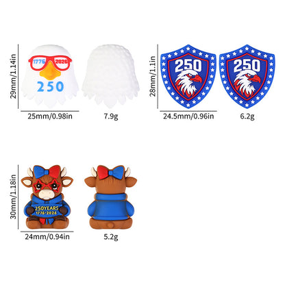 USA 250th Anniversary Silicone Focal Beads, 1776-2026 America | Silicone Focal Bead for DIY Keychain & Pen Wrap