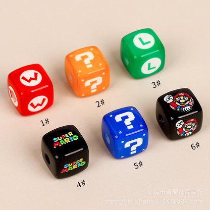 Super Mario Theme Acrylic Cube Beads, 14mm Horizontal Hole Square Beads for DIY Beadable Pens, Mario & Luigi Character Letter Beads for Jewelry Making