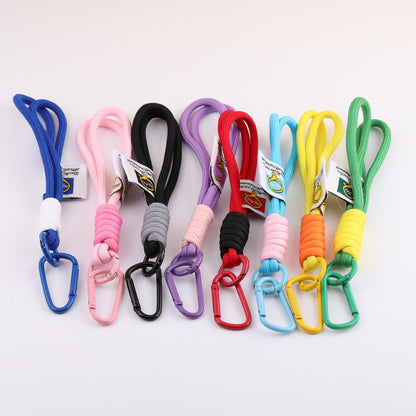 Urban Streetstyle Braided Phone Lanyard - 13cm Nylon Wrist Strap with D-Ring Carabiner & Logo Tag for DIY Tech Accessories