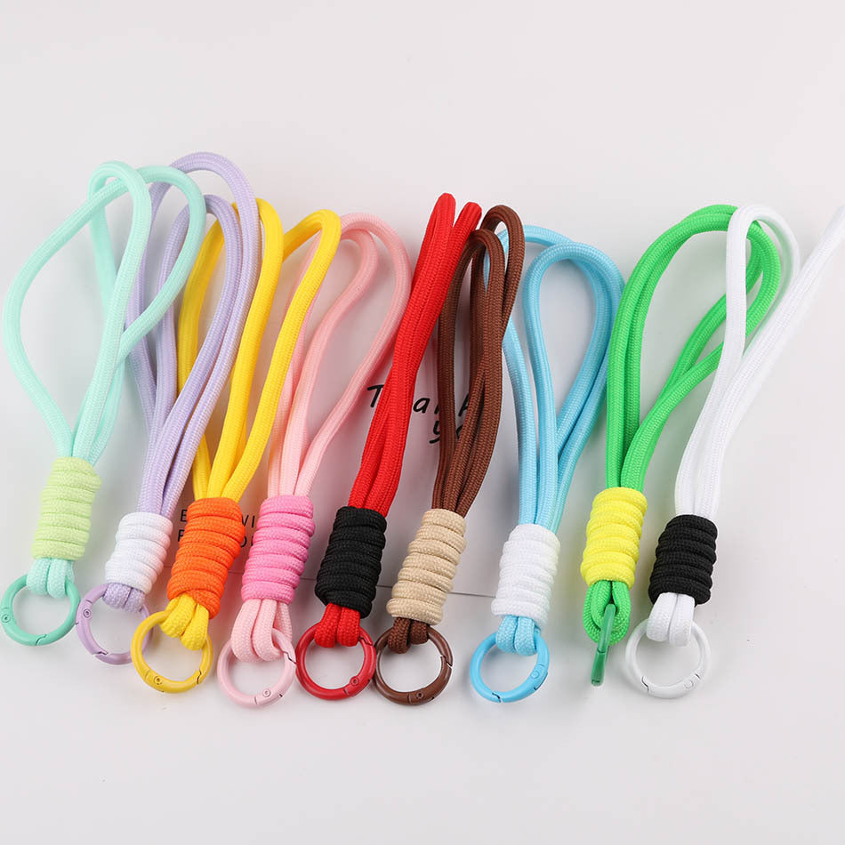 Dopamine Contrast Paracord Wrist Lanyard - 16cm Braided Phone Strap with 23mm | DIY Keychain Bracelet Making Supply
