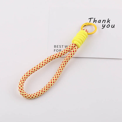 Chunky Striped Paracord Wrist Lanyard - 16cm Patterned Braided Phone Strap with 23mm Spring Ring for DIY Charms & Keychains