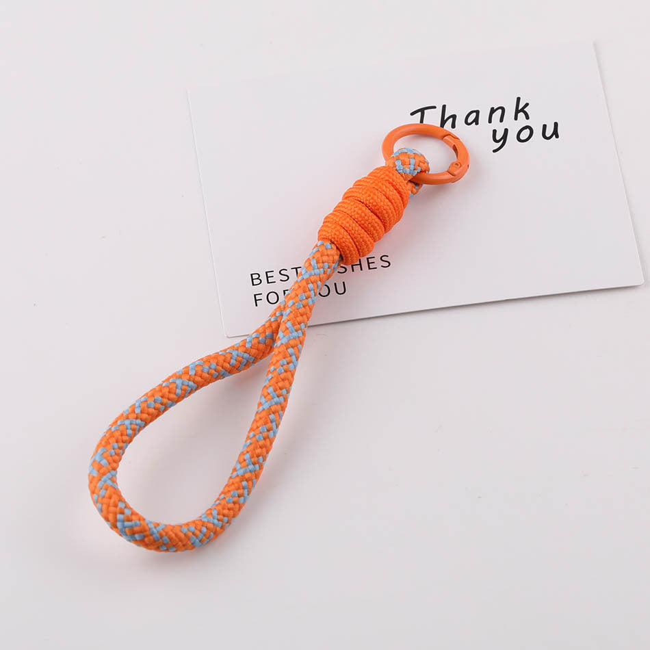 Chunky Striped Paracord Wrist Lanyard - 16cm Patterned Braided Phone Strap with 23mm Spring Ring for DIY Charms & Keychains